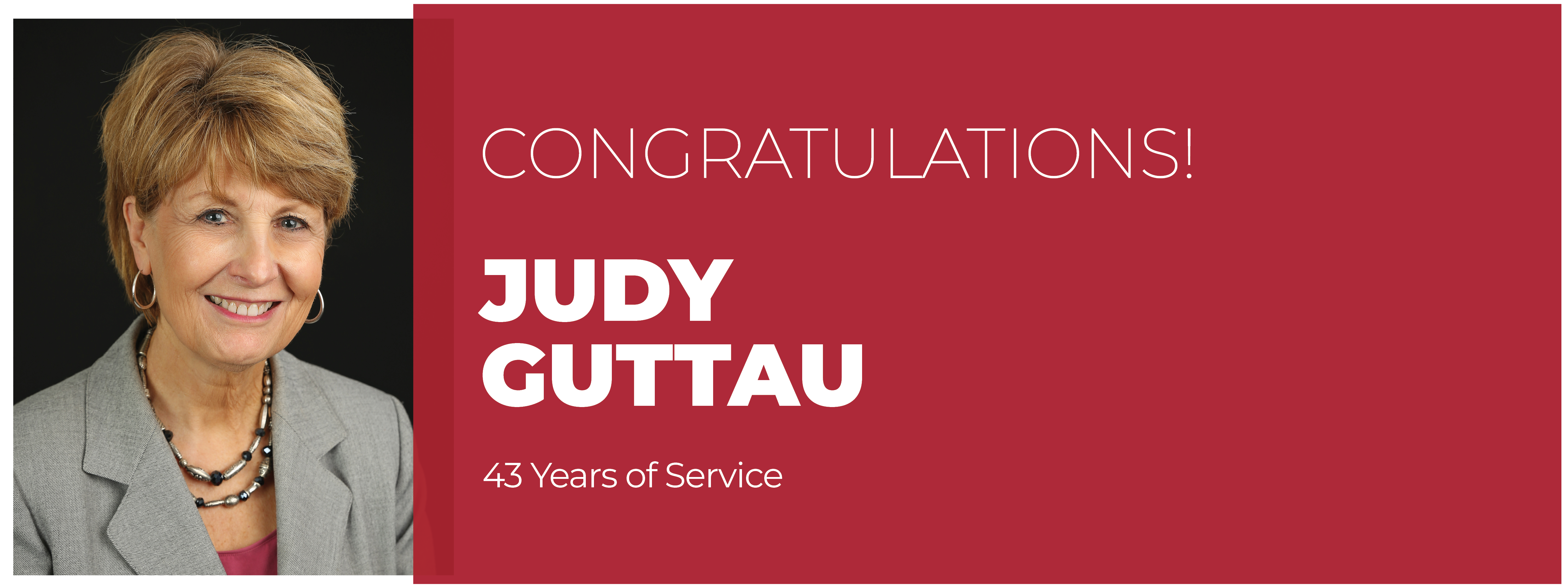 Judy Guttau congratulations
