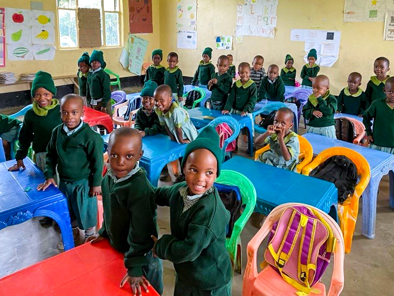 young kids in a classroom in africa