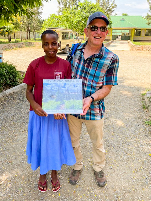kim gibson with sponsored child in africa