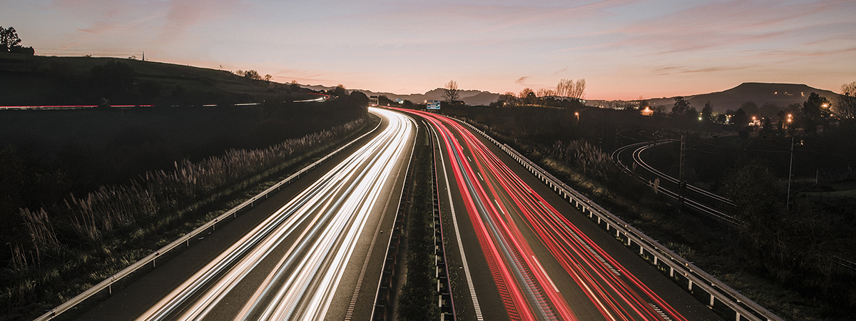 Highway with blurred lights