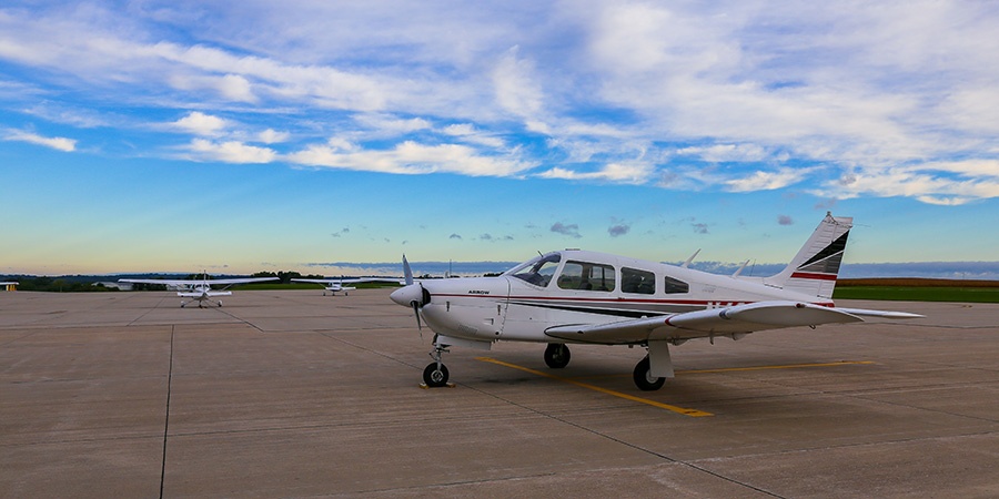 private airplane on runway