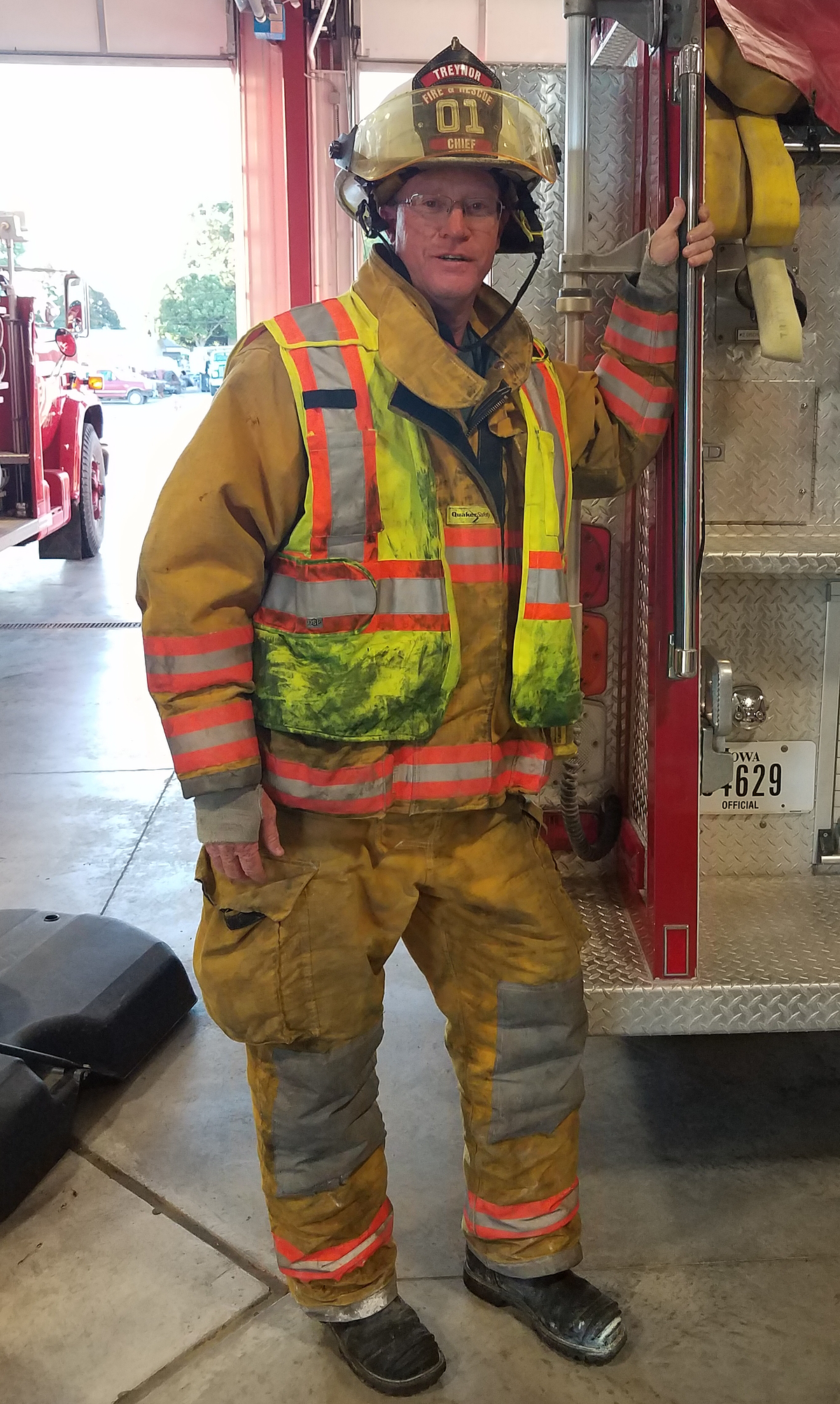 russ maguire in fire uniform at the fire station