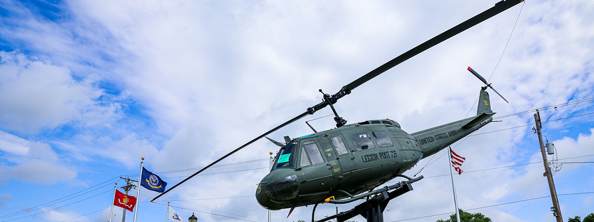 huey helicopter on display in treynor iowa