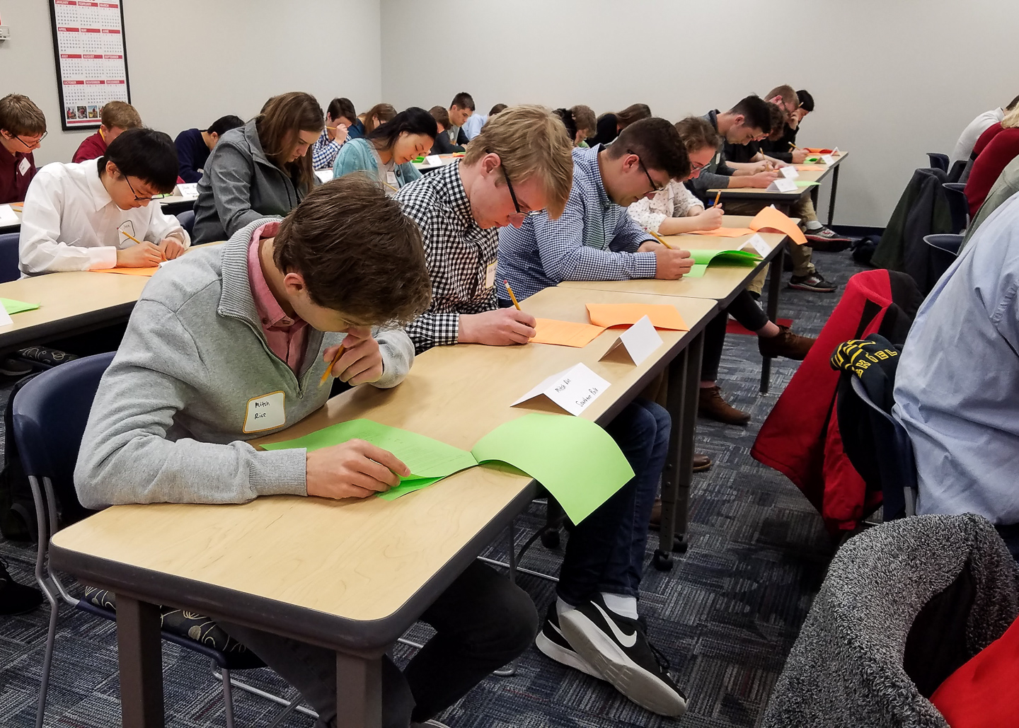 students taking a quiz at school