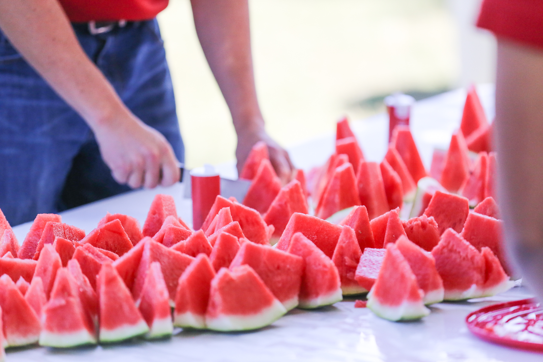 watermelon slices on a table
